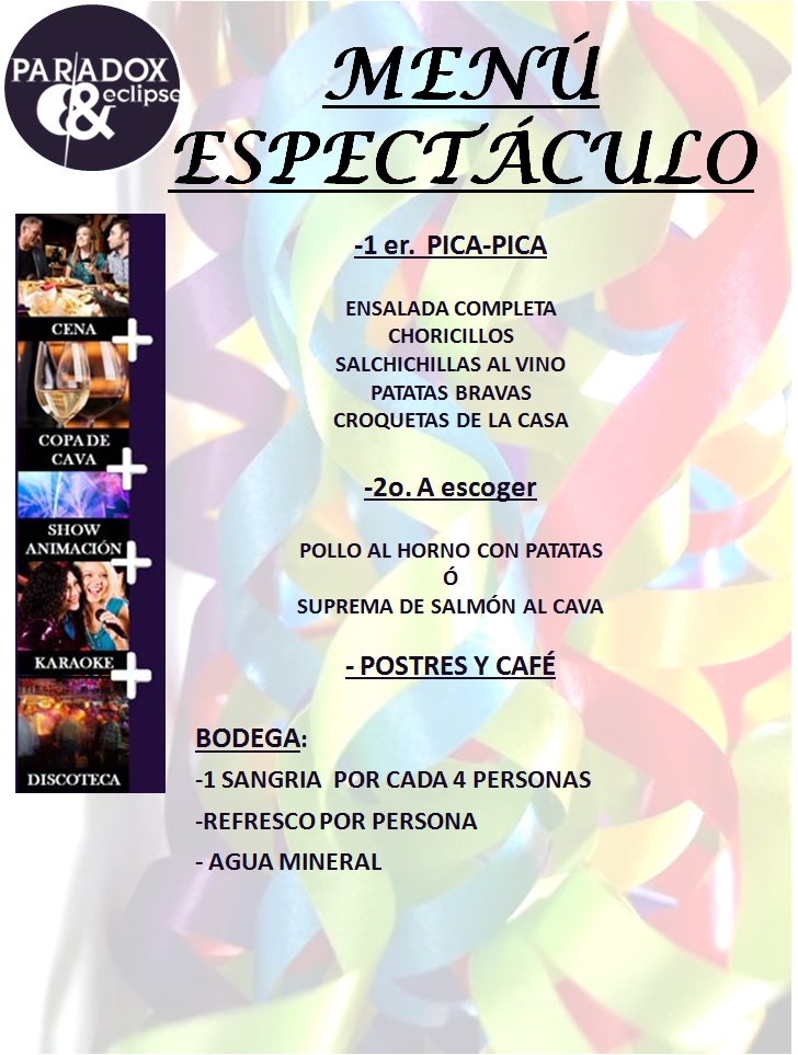 Descripción del menú para aniversarios y cumpleaños